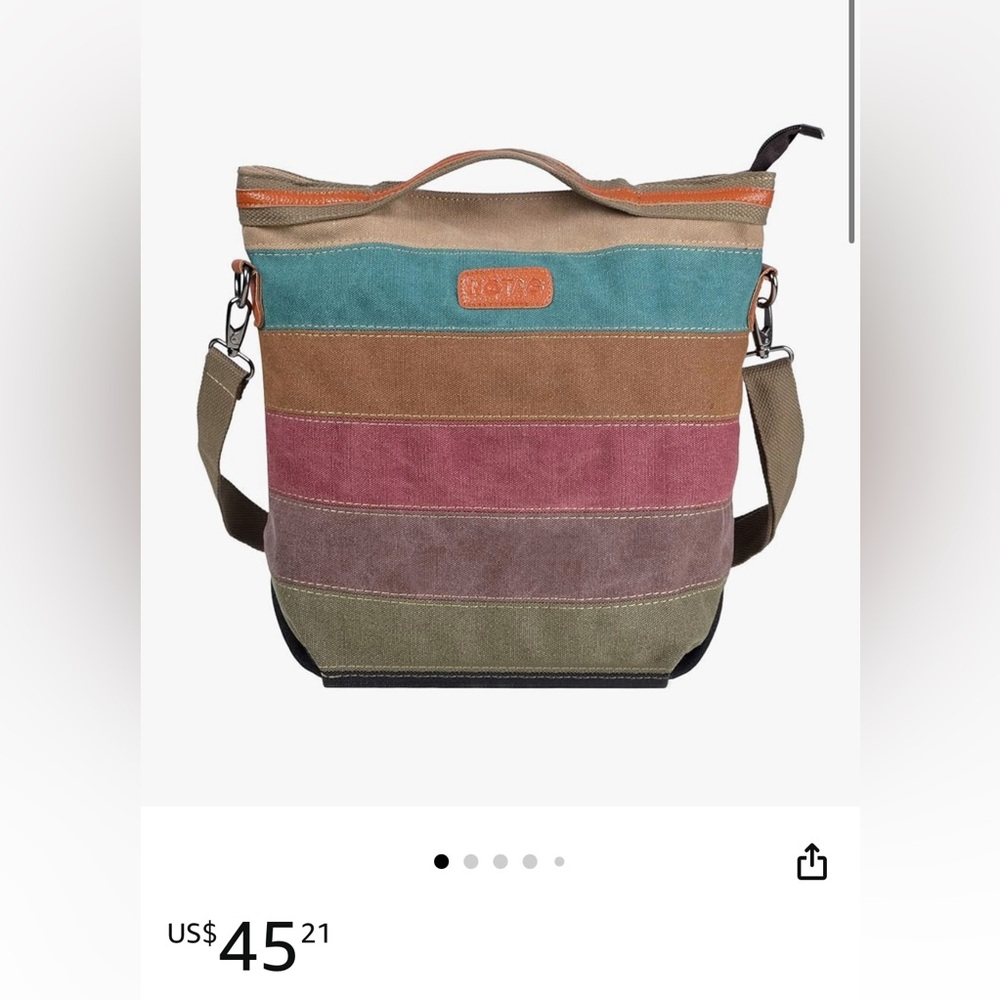 Kaukko striped canvas crossbody purse neutral colors used once EUC - Picture 11 of 11
